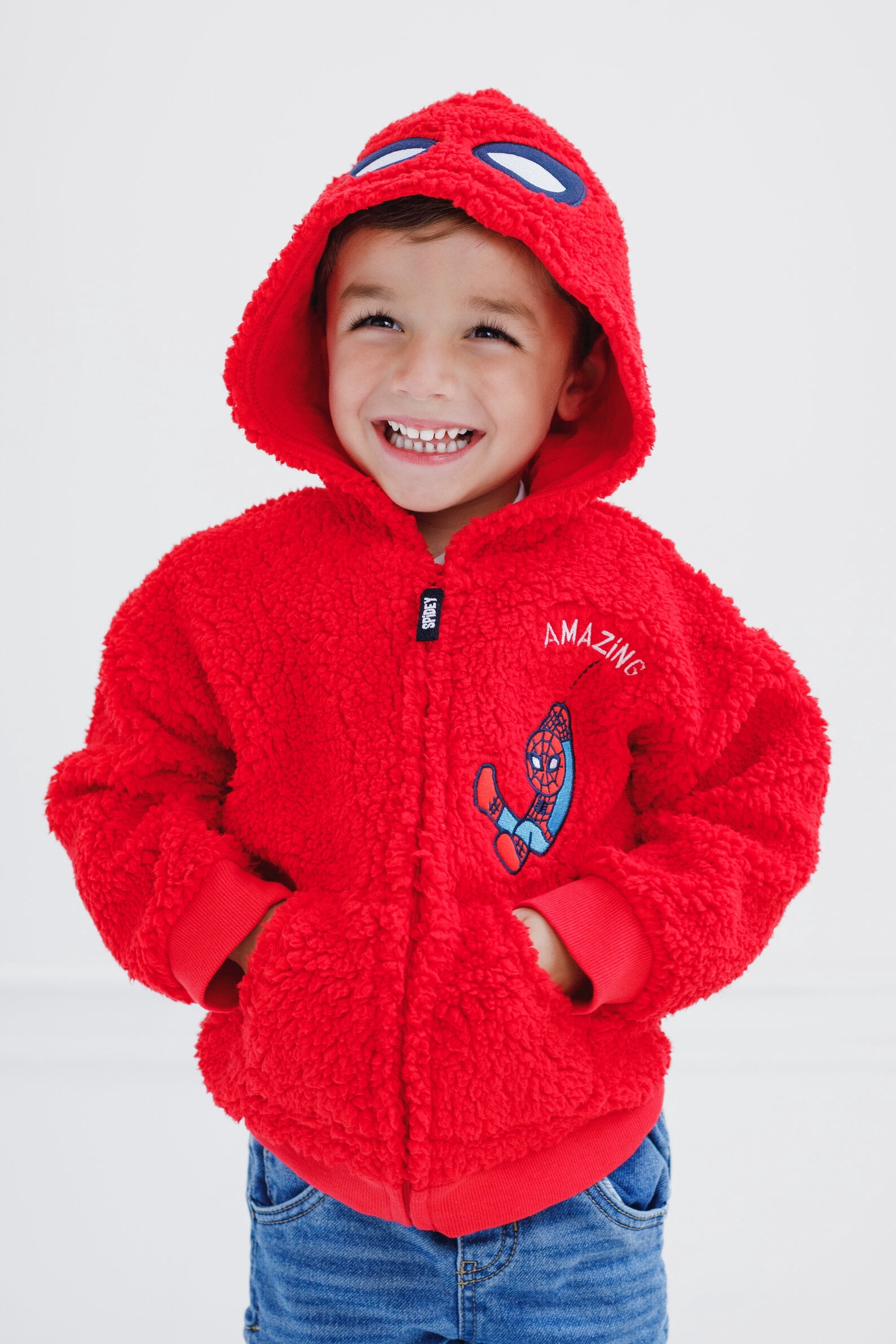 Marvel Avengers Spider-Man Cozy Sherpa Cosplay Hoodie Newborn to Big Kid
