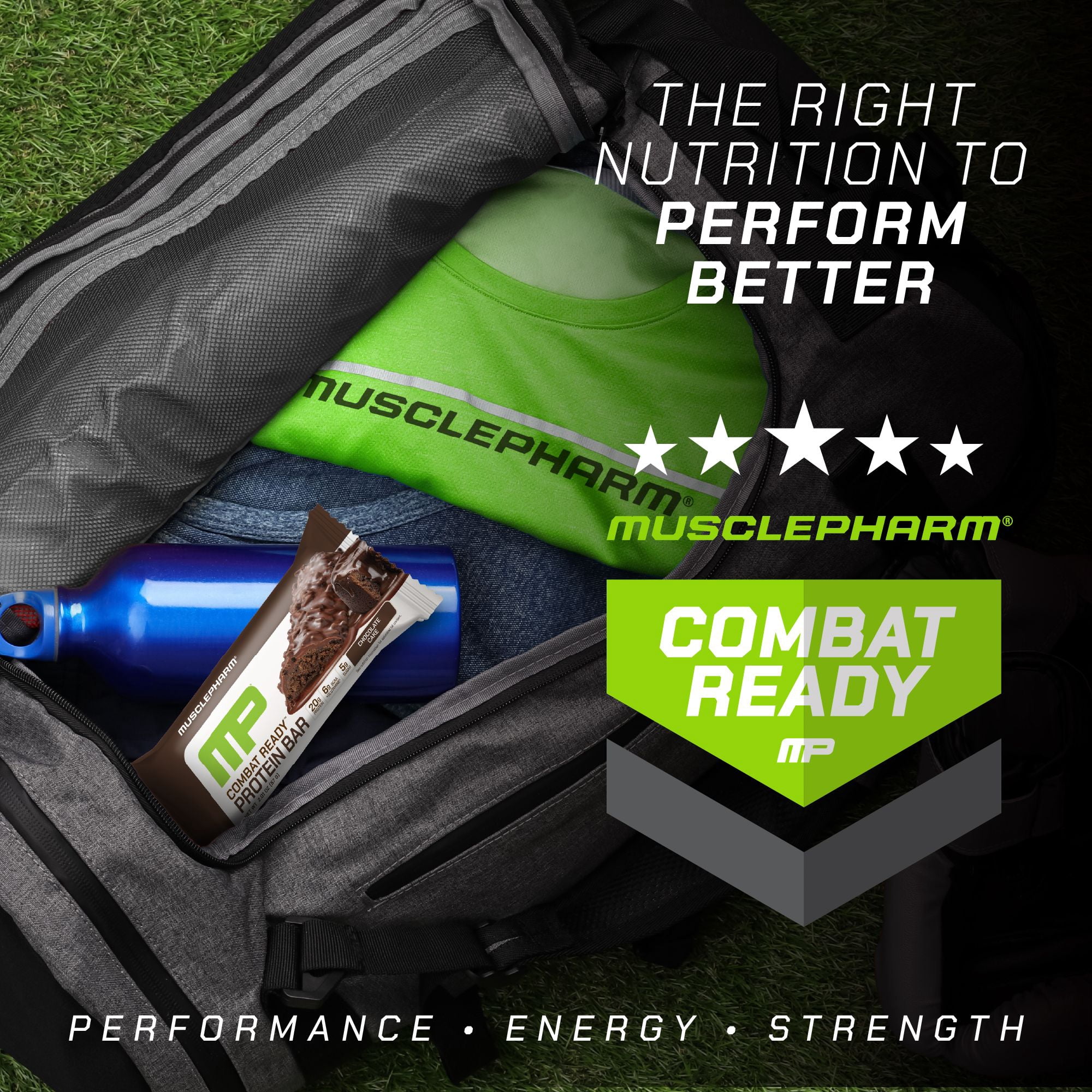 MusclePharm Combat Sport Bar, Chocolate Cake Flavor High Protein Bars, Combat Cravings, Fuel Performance & Meet Energy Demands, 20g Protein from Whey Protein, 5g Fiber, Gluten Free, 12 Bars