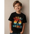 thumbnail image 2 of Girls & Boys Bruh Retro Sunset Cotton Graphic Tees, Back To School Clothes Girls, Black Casual Summer Shirts With Cartoon Figure, Gift For First Day of School, Round Neck Short Sleeve T-Shirt, 2 of 7