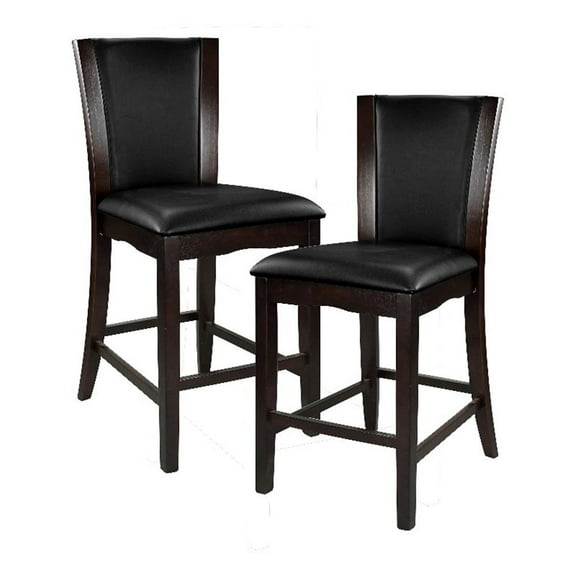 Lexicon Daisy Counter Height Dining Chair in Dark Brown Faux Leather (Set of 2)