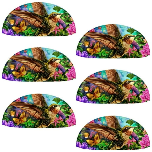 PhooArto 6 Pcs Cup Drawer Pulls, Hummingbird Floral Color Painting Shell Shape Handles Cabinet Knobs for Dresser Cupboard Closet Wardrobe with Screws