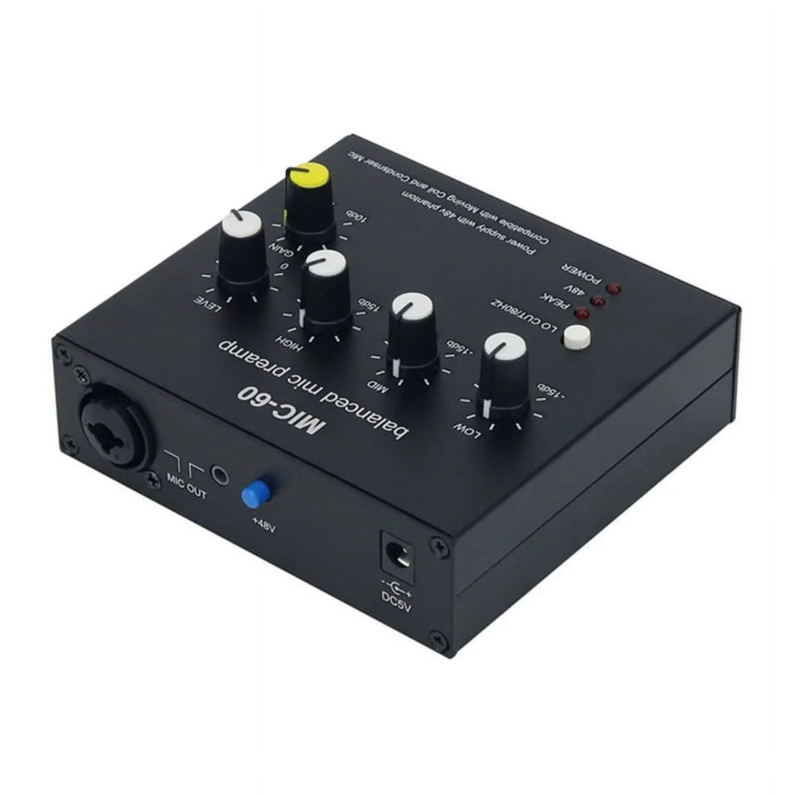 MIC-60 3-Band Equalizer Balanced Mic Preamp Microphone Preamplifier with DC Cable and 6.5mm Cable