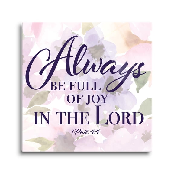 Always Joy Lord Lavender Floral 24 x 24 Glass Wall Hanging Sign