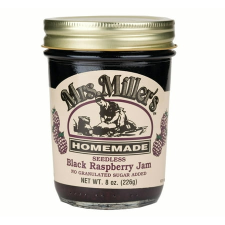 Mrs. Miller's Sugarless Jam Variety Pack: Seedless Black Raspberry, Strawberry, Blueberry (1 Jar Each of 3