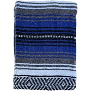 Authentic Mexican Blanket Falsa Blanket Yoga Blanket Perfect Beach Blanket Camping Blanket Picnic Blanket Car Blanket Home Throw Blanket (Royal Blue)