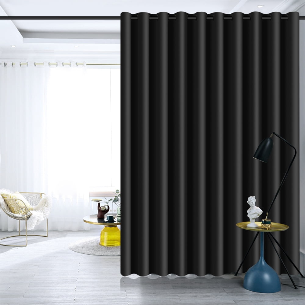 ANMINY Blackout Curtain Panels Solid Color Space Room Divider Screen Partition Fabric, 96"x120", Black