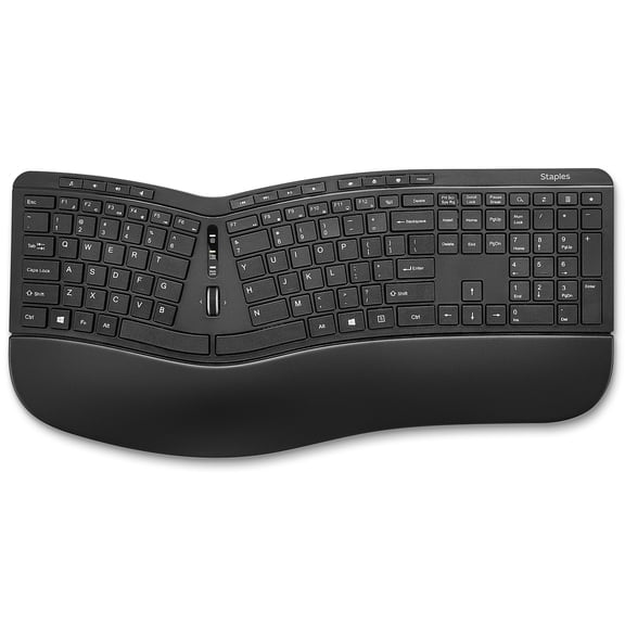 Staples TECH Wireless Ergonomic Keyboard Black (ST62603)