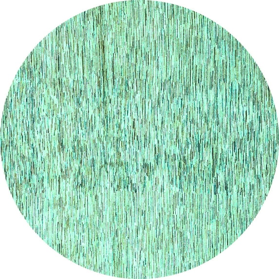 Ahgly Company Machine Washable Indoor Round Solid Turquoise Blue Modern Area Rugs, 7' Round