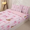 thumbnail image 3 of Homewish Cartoon Pink Bow Zipper Twin Comforter Sets with Fitted Sheet and 2 Pillowcases For Bowtie Girl,Bowknot Zipper Bedding Set For Cowgirl,Reversible,4-Piece, 3 of 7