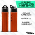 thumbnail image 3 of Slim Stainless Steel Water Bottles 25 oz, 6 pack, Reusable Gym Sports Bulk Pack, Orange, 3 of 5