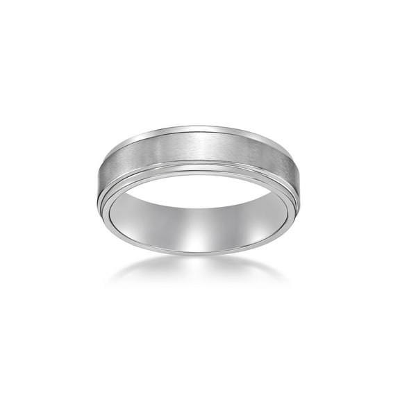 Stainless Steel 6MM Flat Edge Wedding Band Ring Jewelry Gift for Men - Size 10