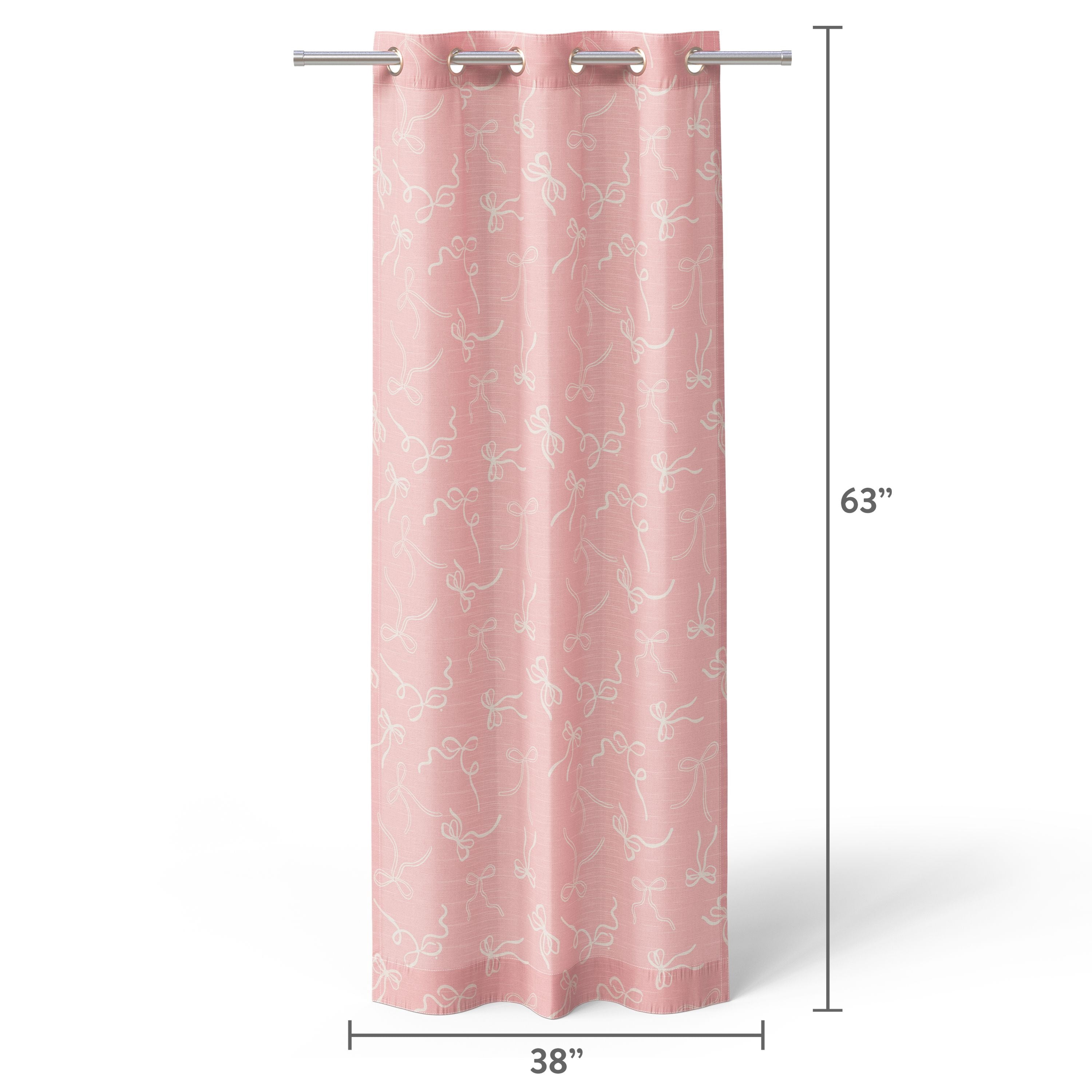 Mainstays Kids Soft Pink Ribbon Light Filtering Grommet Single Curtain Panel, 38" W x 63" L
