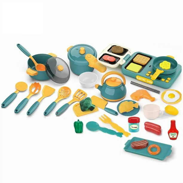 BATE Kids Pretend Play Kitchen Accessories Set, 38Pcs Cookware Playset ...