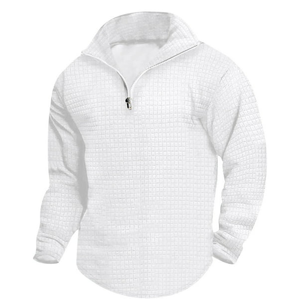 pstuiky Camisas suaves de manga larga para hombre, Camisa de manga larga con cuello alto y cremallera para hombre camisetas de hombre xxxl