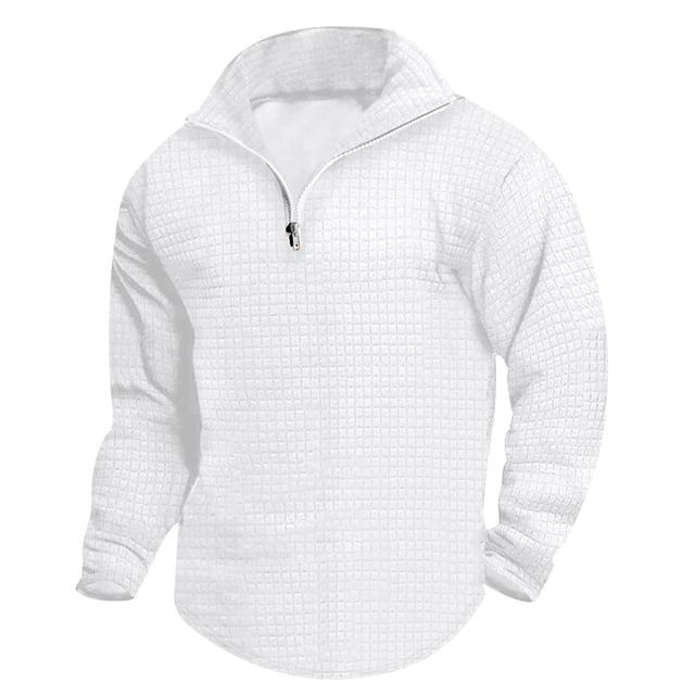 pstuiky camisas de manga larga para hombre, Camisa de manga larga con cuello alto y cremallera para hombre Tops de hombre l