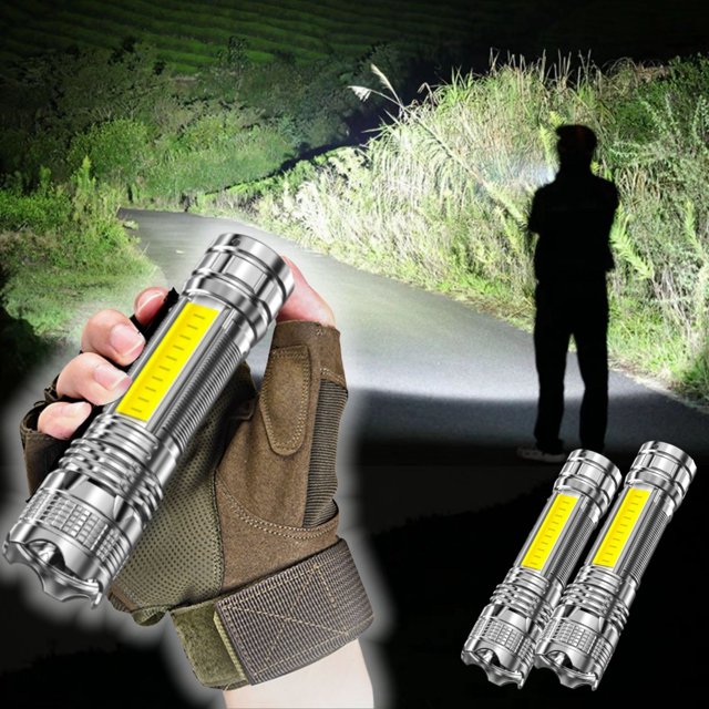 Linterna LED recargable de alta potencia de 1000 lúmenes, superbrillante, de 1600 mAh, resistente al agua, ideal para camping y senderismo (paquete de 2)