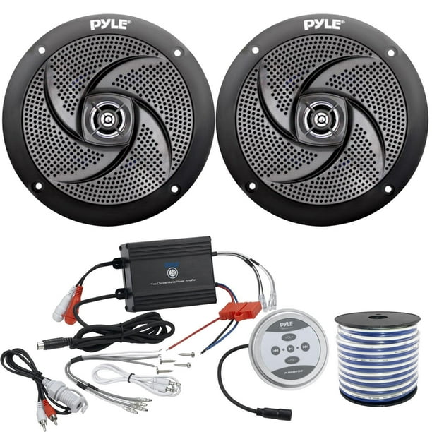 2 x Pyle 6.5" Marine 2Way 240W Outdoor Black Stereo Speakers, Pyle