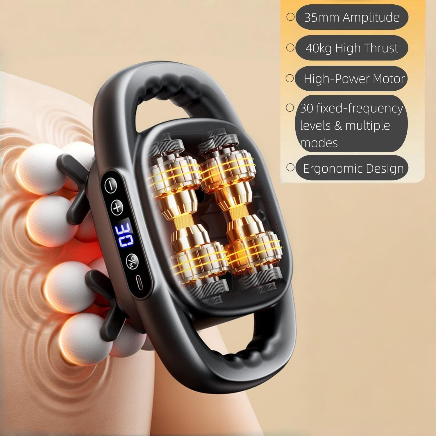 Mini Massage Gun with 16 Heads, Deep Tissue Percussion Massager for Whole Body Relief