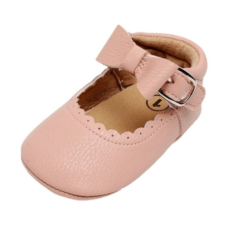

Girls Single Shoes Bowknot First Walkers Shoes Buckle Strap Toddler Soft Bottom Breathable Princess Shoes Kids Shoes Size 13