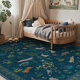 thumbnail image 4 of Alfombra BESBLEE con estampado animal floral, 160 x 200 cm, azul, lavable, 4 of 9
