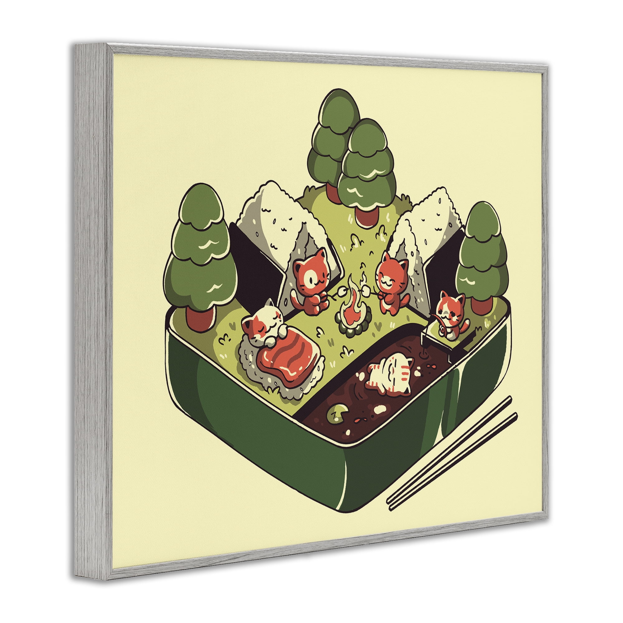 Stupell Industries Kawaii Sushi Camp Bento Gray Framed Giclee Art, design by Tobe Fonseca