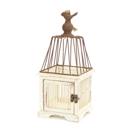 14 Tea Garden Elegant Oiseau Distressed Rustic Wooden Bird Cage Decoration