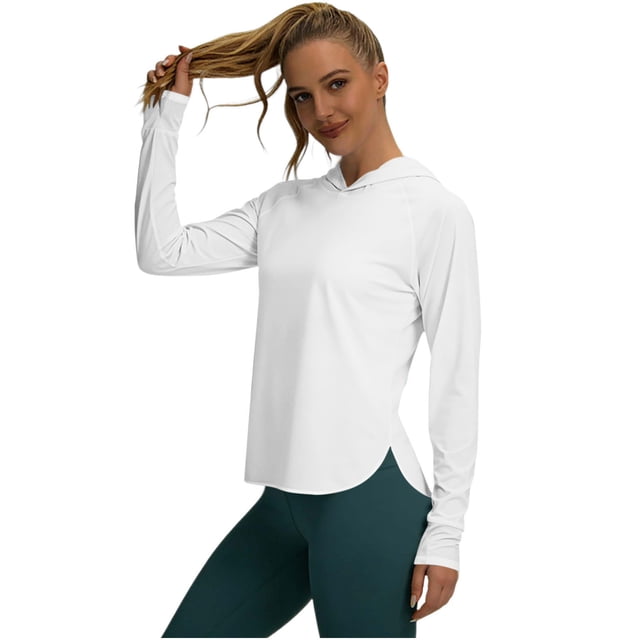 DAFEI Chandail à Capuchon à Manches Longues pour Femmes, Séchage Rapide, Vêtement de Protection contre le Soleil, Sport, Randonnée, Course, Haut