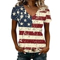 thumbnail image 2 of Iaqnaocc 4th Of July Tops for Women Trendy Patriotic Short Sleeve V Neck 250 Anniversary Usa Flag American Flag Stars Striped T-Shirt Independence Day Festival T Shirts for Women Hot Pink S, 2 of 5