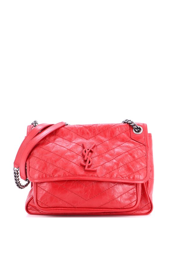 Pre-Owned Niki Chain Flap Bag Matelasse Chevron Leather Medium By Rebag