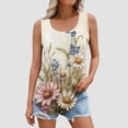 thumbnail image 4 of GaThRRgYP Women's Sleeveless Round Neck Embroidered Top,Summer Tank Tops for Women,Women's New Loose Casual Crew-neck Pleated Print Fashion Top White XXXL, 4 of 6