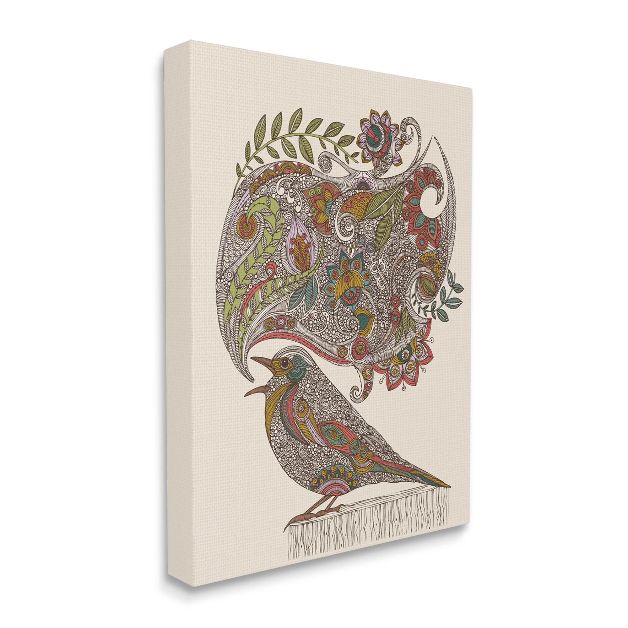 Stupell Industries Song Bird Complex Paisley Patterns Botanical Leaves Graphic Art Gallery Wrapped Canvas Print Wall Art, Design by Valentina Harper