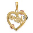 thumbnail image 3 of Diamond2Deal 14k Tri-Color Gold NANA in Heart with Flowers Pendant Valentine Day Gift for Women (L- 0.83 inch, W- 0.67 inch), 3 of 6