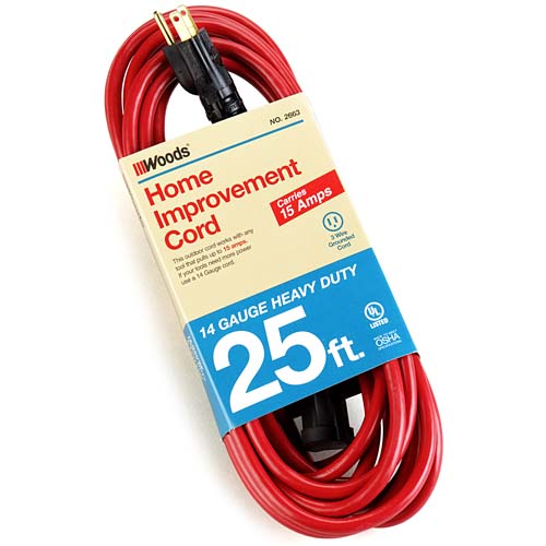 25ft 14 Gauge 3 Prong Extension Cord