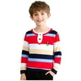 thumbnail image 3 of SGFCWSX Boys Long Sleeve Henley Shirt, Kids Striped Top Casual Soft School Daily Tees Red Size 3-4 Years, 3 of 7