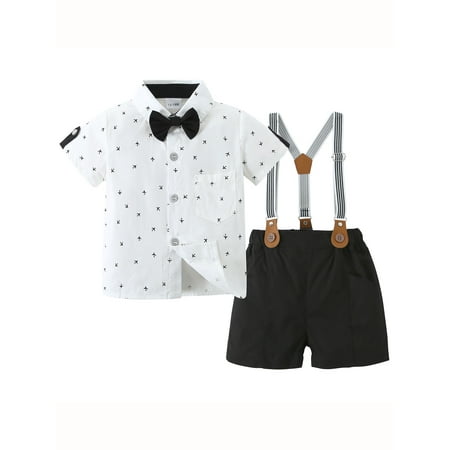 

CARETOO Baby Boy Clothes Suits Toddler Dress Shirt Bowtie Infant Cotton Fabric Outfits Formal Set