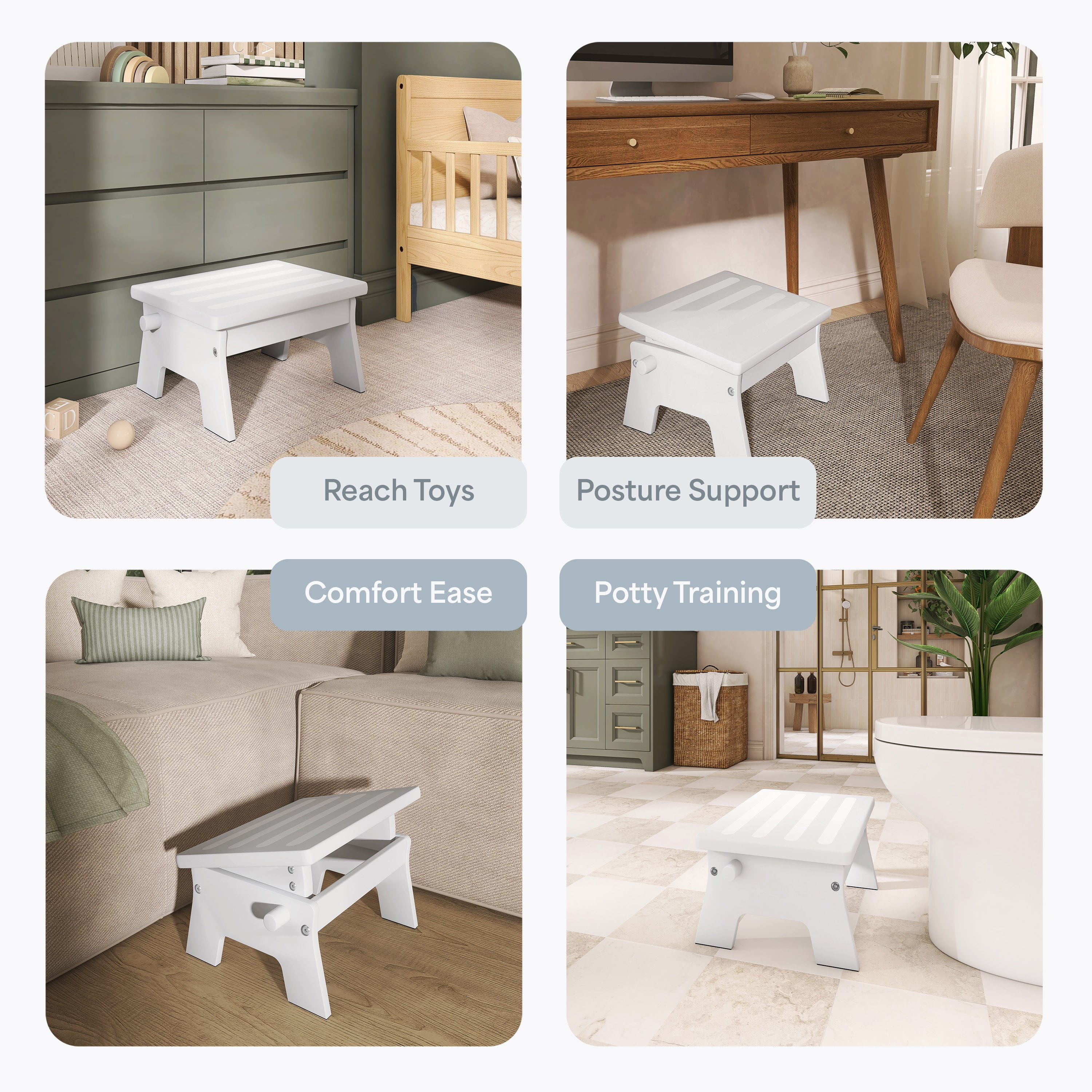 Dream On Me Ease-Up Adjustable Nursing Footrest In White