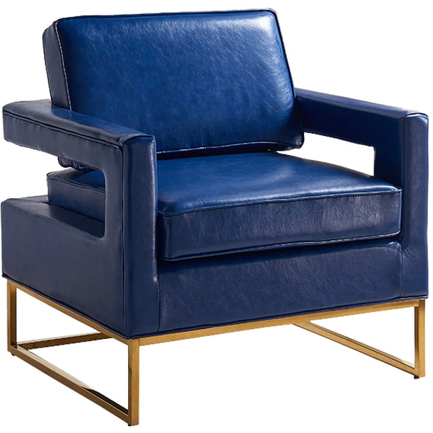 Amelia Navy Leather Accent Chair - Walmart.com - Walmart.com