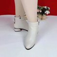 thumbnail image 2 of Zynoxe Boots for Women Soft Pu Leather Boots With Side Zipper Women Elegant Round Toe Ankle Boots Comfy Versatile Low Block Heel Dress Short Boots for Daily Beige 6, 2 of 8