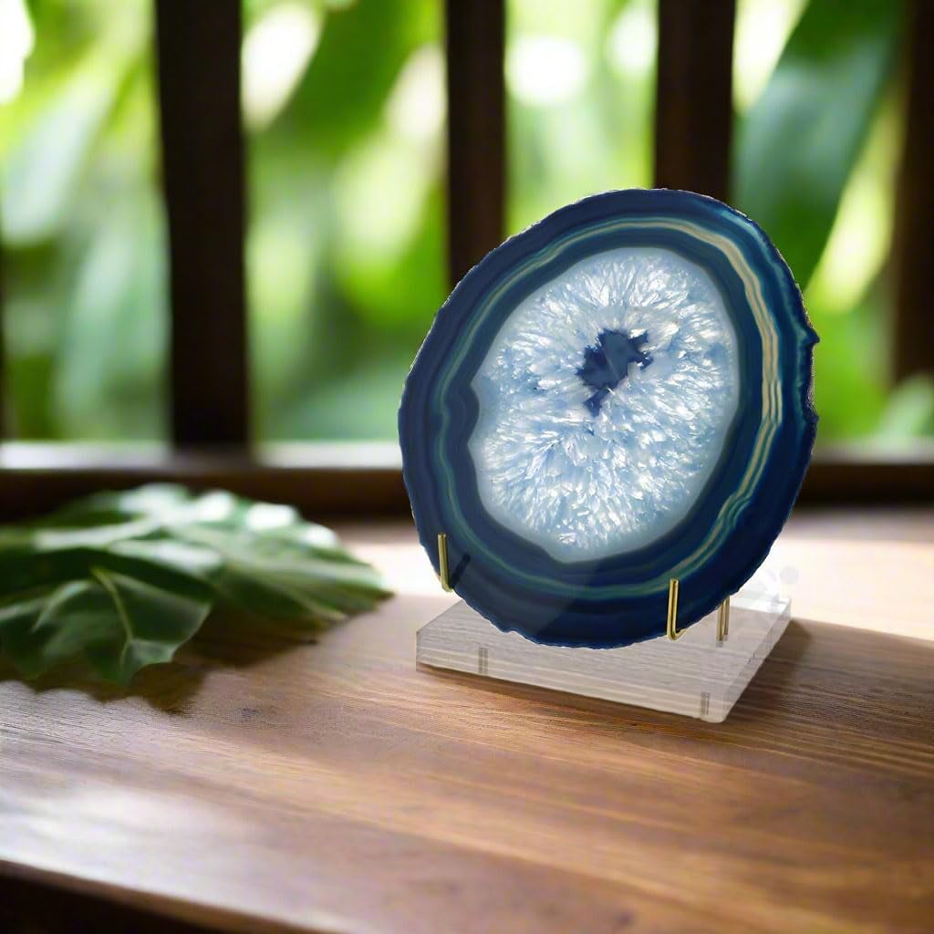 OnFireGuy Mineral Geode Fossil Display Stand, Round Back Metal Easel