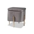 thumbnail image 2 of Baxton Studio Aleron Contemporary Glam and Luxe Grey Velvet Fabric Upholstered and Gold Finished Metal Storage Ottoman, 2 of 9