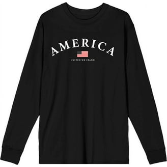 Americana USA Freedom #1 Black Adult Crew Neck Long Sleeve Tee-XL