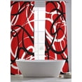 thumbnail image 6 of Red Geometric Semi Sheer Curtains 108 Inch Length 2 Panels Set, Modern Abstract Black White Striped Lines Sheer Kitchen Curtain Privacy Voile Window Curtain for Living Room Bedroom Rod Pocket Drapes, 6 of 7