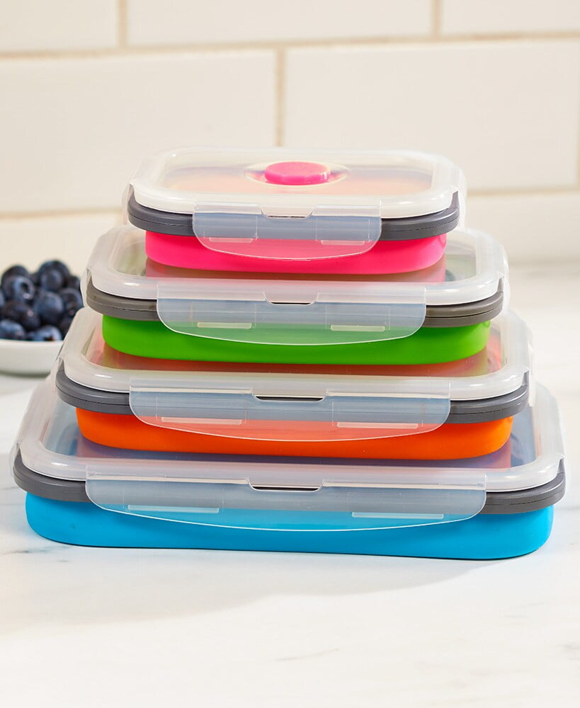 Collapsible Food Storage Containers with Locking Lid, Rectangular 8