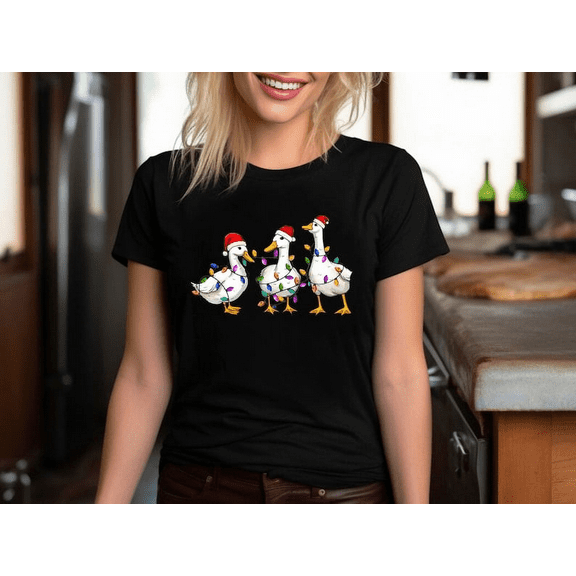 Women’s Cute Christmas Shirt – Festive Holiday Blouse with Cartoon Print, Perfect for Party & Gathering
