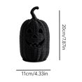 thumbnail image 4 of Halloween Pumpkin Decorations, Jack O Lantern Decor, Halloween Witch Decor, Pumpkin Candle Holder, 7X6 Inch Woven Black Tabletop Halloween Desktop Ornament with Flickering Tea, 4 of 8
