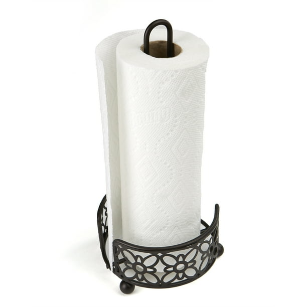 Mind Reader Free Standing Metal Paper Towel Holder Counter Top, Black