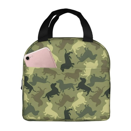 Insulated Lunch Bag for Women Men - Camouflage dog Print Leakproof Cooler Lunch Box for Women Men  Lunch Tote Bags for Work School Picnic Travel
