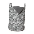 thumbnail image 1 of Feather Laundry Bag, Repetitive Hand Drawn Angelic Wings Ornaments Monochrome Illustration, Basket with Handles Drawstring Closure for Laundromats, 13" x 19", White and Charcoal Grey, by Ambesonne, 1 of 4