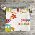 thumbnail image 3 of Ambesonne Birthday Quilted Bedspread Set 3 Pcs, Birthday Owls Birds, Queen Size, Multicolor, 3 of 3