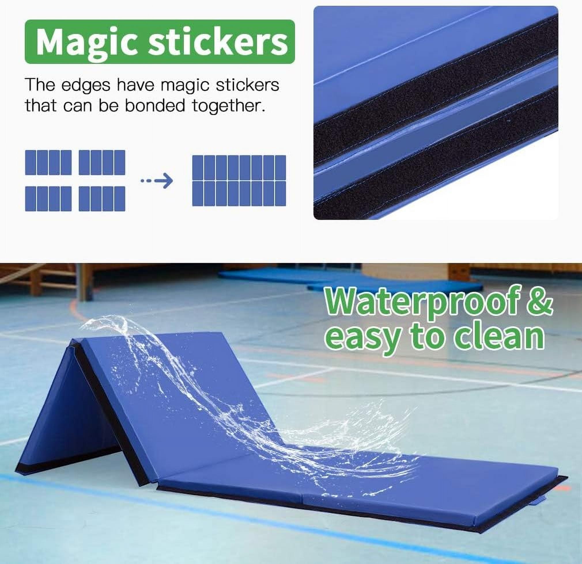 CL.HPAHKL Folding Gymnastics Mat 4'x10'x2'' Portable Lightweight Tumbling Mat for Kids Adults Yoga Home Gym Fitness, Blue
